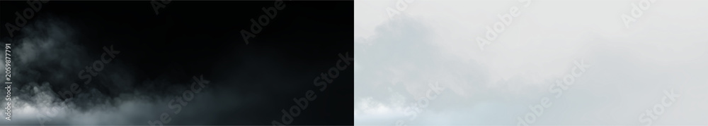 Obraz premium Soft gray clouds hover in the sky above an open landscape during daylight hours, on a transparent background