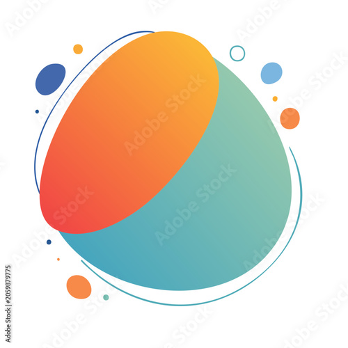 Colorful abstract gradient shape with dots