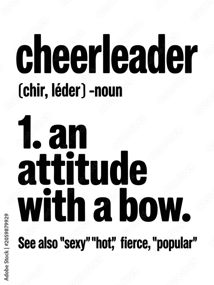 Fototapeta premium A playful definition of 'cheerleader' using bold typography.