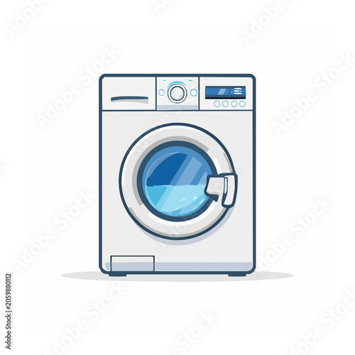 Front Load Washing Machine Flat Design Illustration