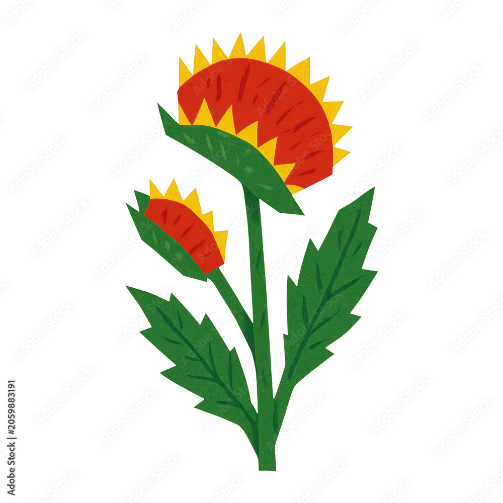 Fototapeta premium PNG Vibrant artistic sunflower illustration