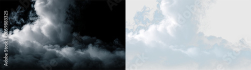 Photography White clouds in blue sky with soft texture appearing on a transparent background