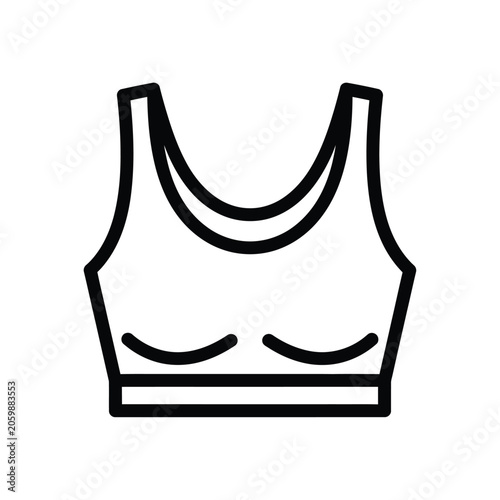 Sports bra is shown as a simple linear icon to indicate fitness apparel or athletic clothing.
