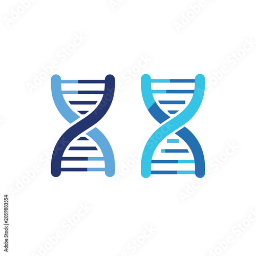 DNA strands are depicted in a flat graphic style to represent genetic research and scientific advancement.