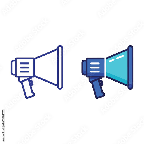 Megaphone icons represent communication and public announcement strategies.