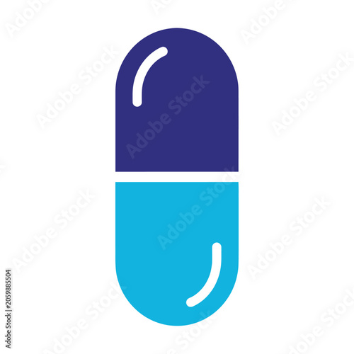 Pill capsule features a bold two tone design for pharmaceutical marketing.