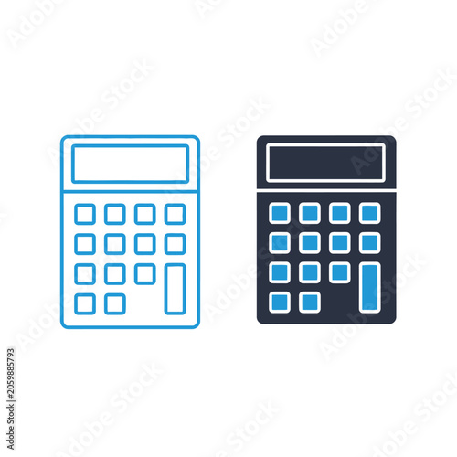 Calculators are displayed as a set of dual icons for accounting and financial analysis.