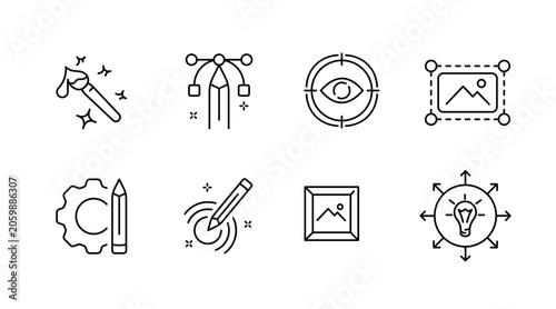 Set of icon designs for graphic and photo editing tools