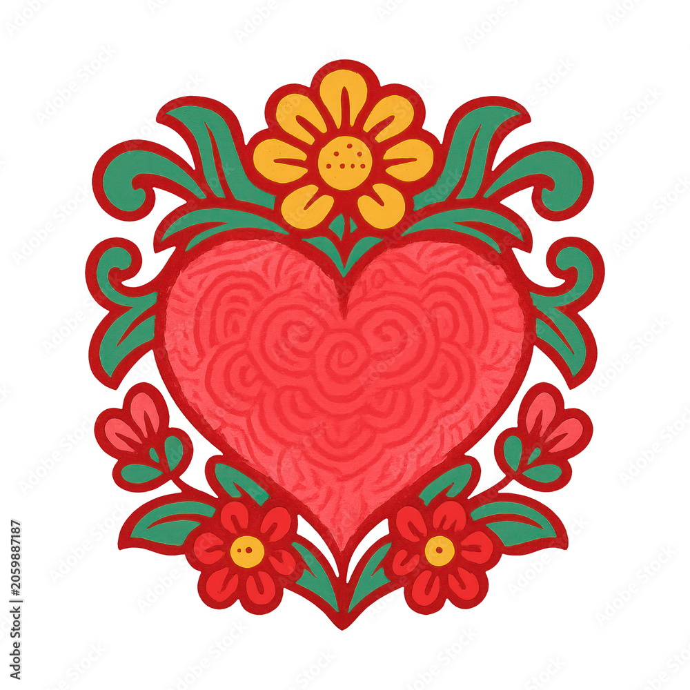 Fototapeta premium PNG Colorful floral heart illustration