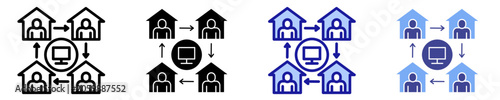 Valokuva Distributed Workforce Icon Set Multiple Style Collection