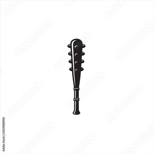 Φωτογραφία Black and White Oni Club Kanabo Isolated Graphic, Ancient Barbarian Spiked Bat S