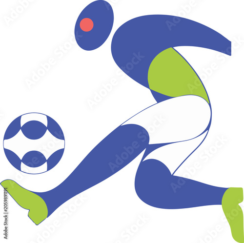 Abstract Soccer Player Vector Illustration in Minimalist Modern Sports Design