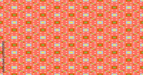 Colorful pixel block seamless background with abstract geometric shapes for textile