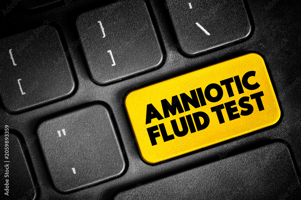 Fototapeta premium Amniotic Fluid Test is a medical procedure used primarily in the prenatal diagnosis of genetic conditions, text button on keyboard, concept background