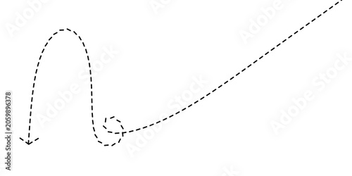 Bild auf Leinwand Abstract dashed line graphic depicting a playful, curving trajectory with a sudd
