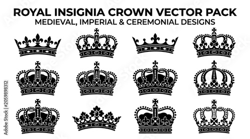 Fotografie Royal insignia crown vector pack collection.
