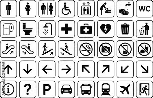 Set of public information and facility icons