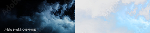 Canvastavla Clouds in blue shades floating in sky during daytime on a clear day with sunligh