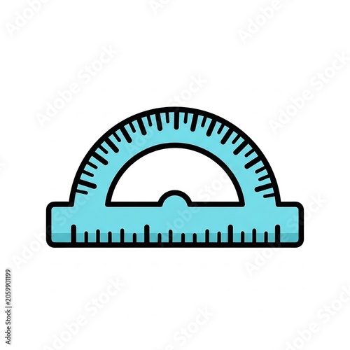 Blue protractor for geometry and architectural design