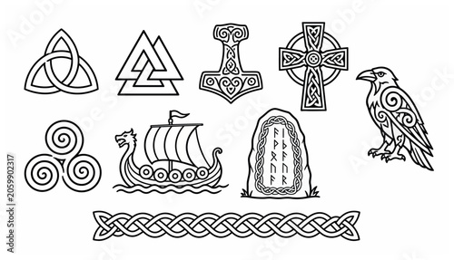 Foto Celtic symbols and Viking icons.