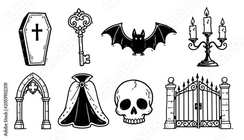 Foto Halloween icons and symbols.