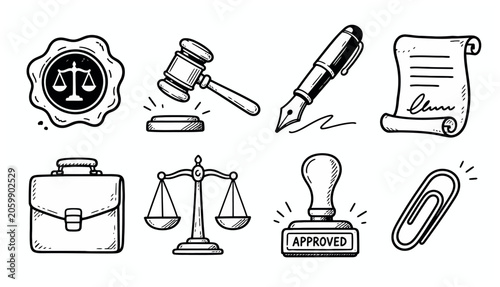 Quadro su tela Law Legal Justice Court Icons.