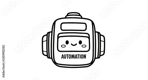 Friendly automation robot character with smiling face