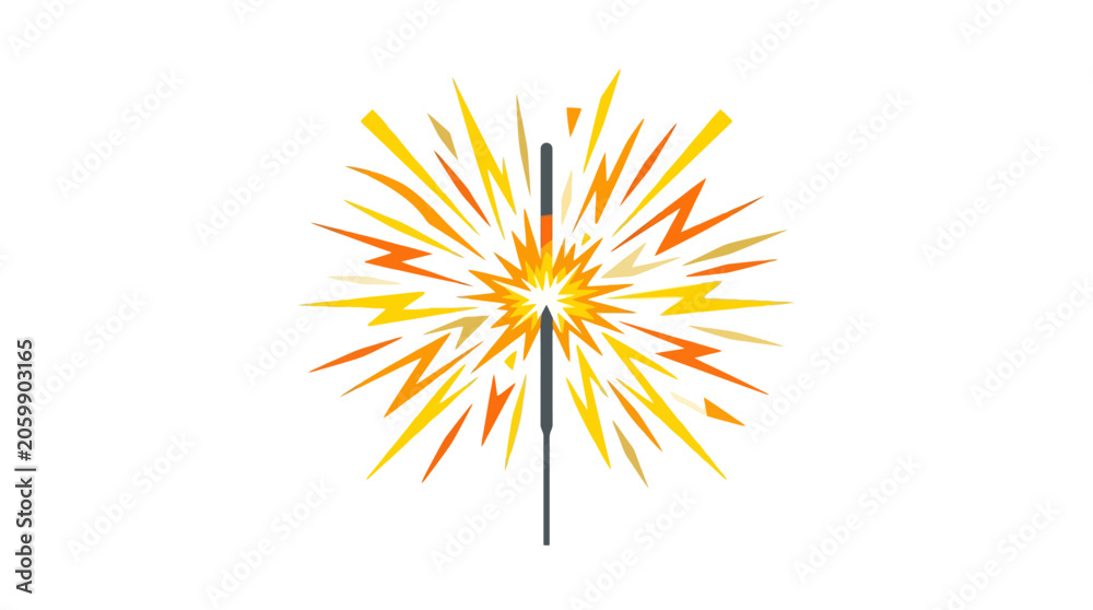 Obraz premium Fireworks explosion, sparkler burst, yellow orange sparks, celebration graphic