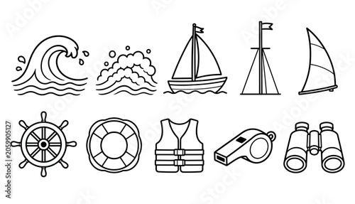 Cuadro en lienzo Nautical icons and symbols.