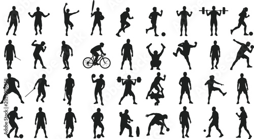 Diverse silhouettes of athletes and sports activities collection