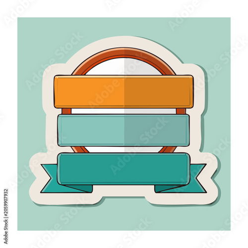 Flat Design Award Badge with Ribbon and Laurel Wreath