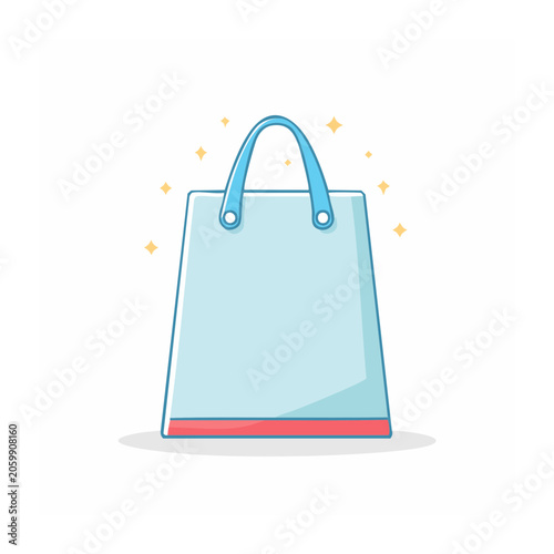Flat design shopping bag icon with sparkles