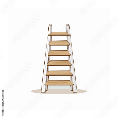 Illustration of a wooden step ladder on white background