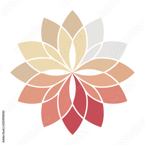 Minimalist lotus flower vector with radial symmetry