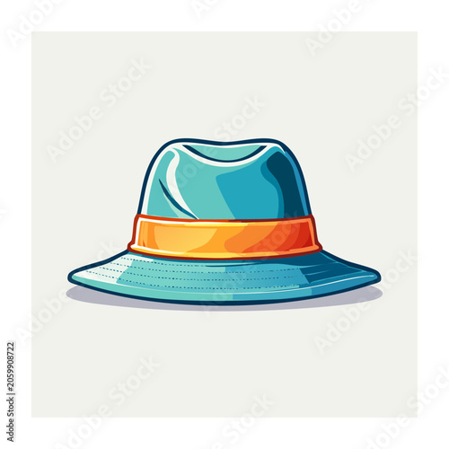 Turquoise and orange bucket hat illustration