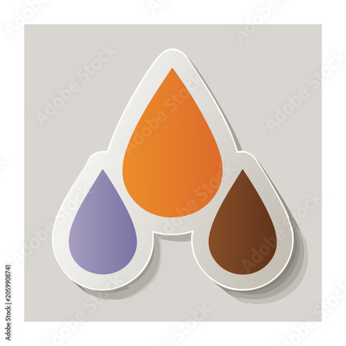 Three colorful paint drops icon