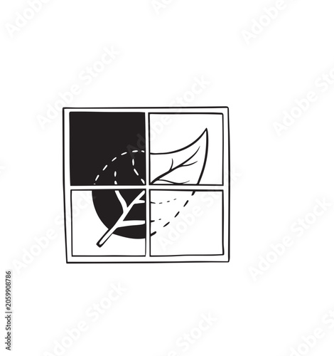 Quadro su tela dissection process of a leaf, an x-ray of a leaf, different parts of leaf (icon)