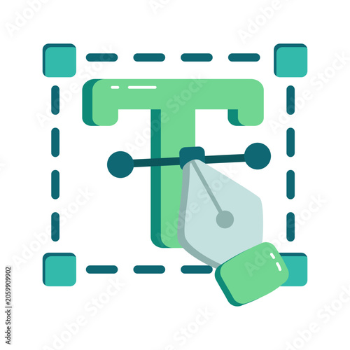      Modern style icon of text tool 