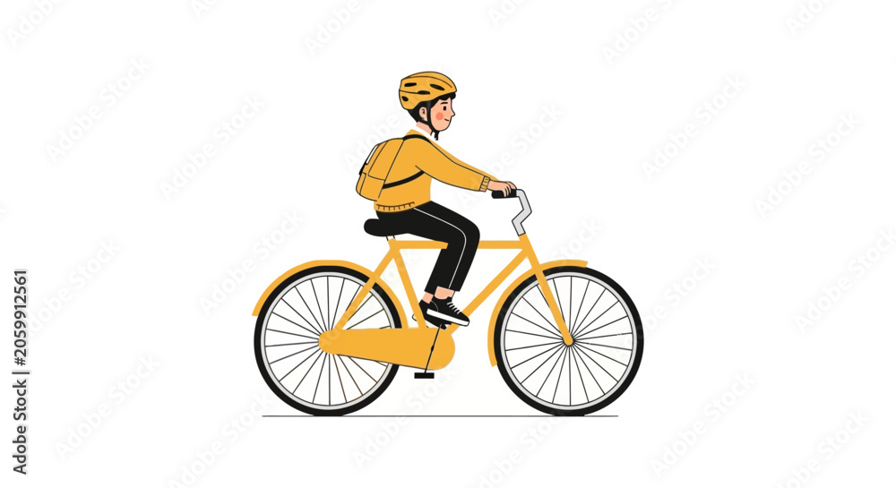 Fototapeta premium Man riding bicycle with yellow safety gear.