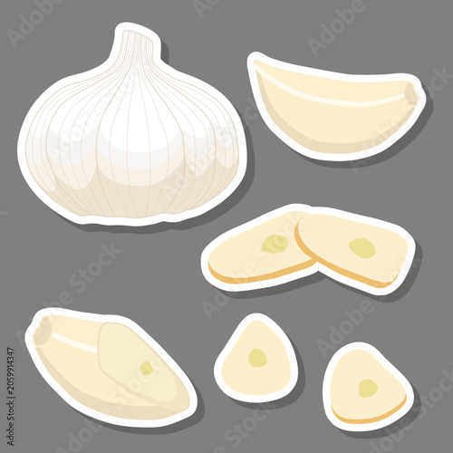 Set tasty natural eco product vegetable garlic