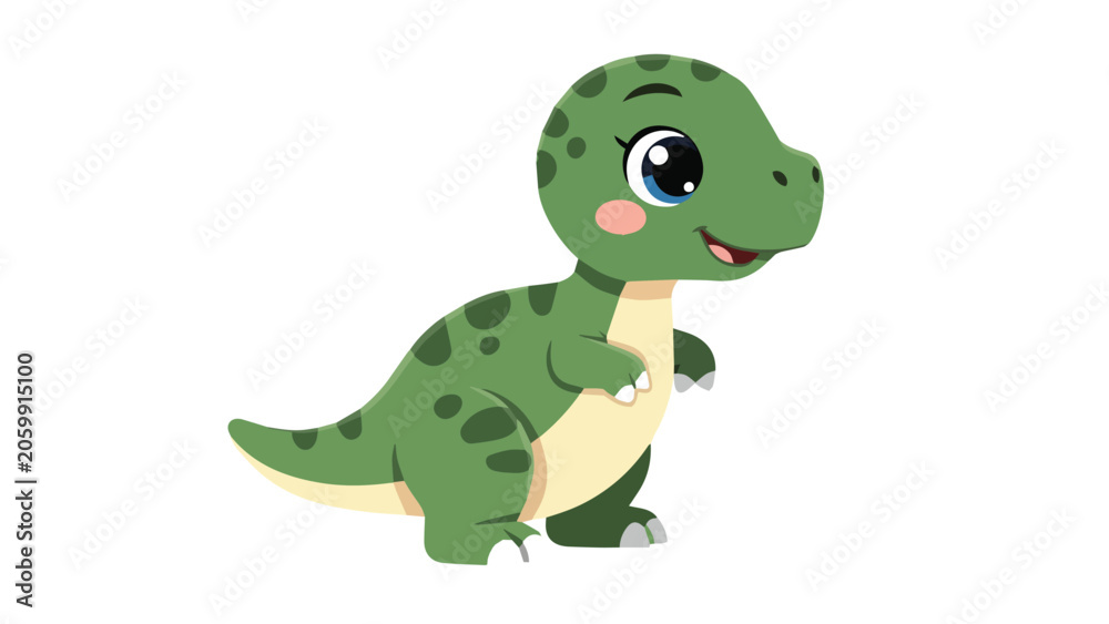 Obraz premium Cute Cartoon Dinosaur Character with Big Eyes and Friendly Expression.
