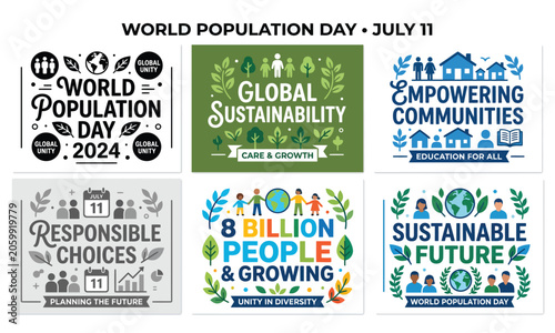 Vászonkép World Population Day July 11 Infographic Bundle Global Sustainability Empowering