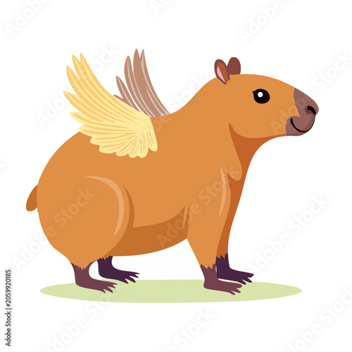 Cartoon orange horse with yellow mane front view
