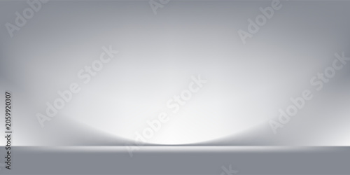 White and gray room. Limbo background light. Abstract 3D gradient background for product presentation. Minimal wall scene highlight. Showcase, promotional display.