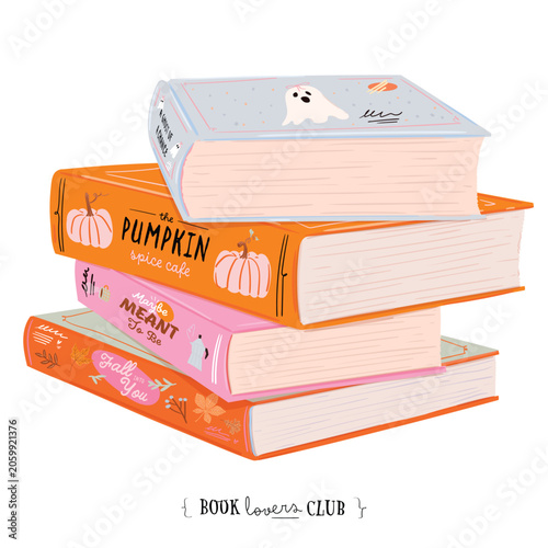 Cozy Autumn Book Stack Illustration with Seasonal Books For Book Lovers