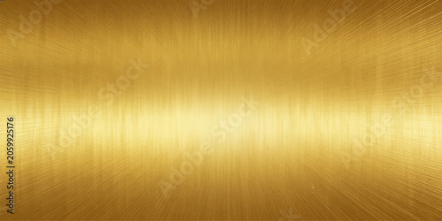 Obraz na plátně A gleaming brushed gold metallic surface with a subtle horizontal reflection creates a luxurious and elegant background, suggesting richness and sophistication