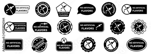 Εκτύπωση καμβά No artificial flavors labels and badges collection in monochrome style