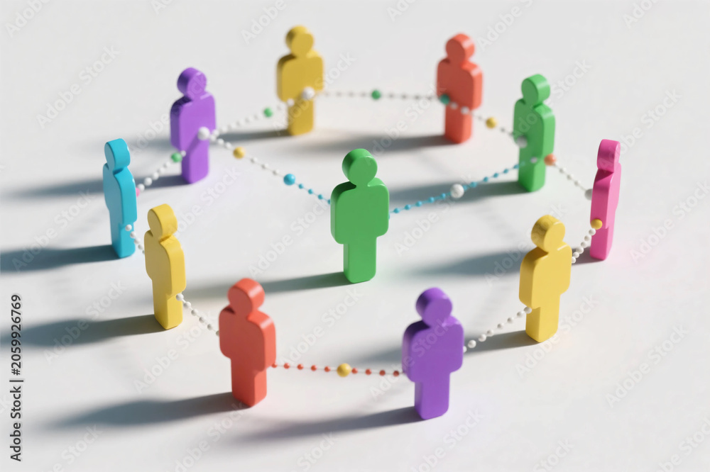 Obraz premium Diverse People Linked Through an Interconnected Network Symbolizing Teamwork and Inclusion