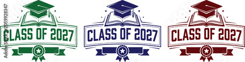 class of 2027 badge ribbon emblem set