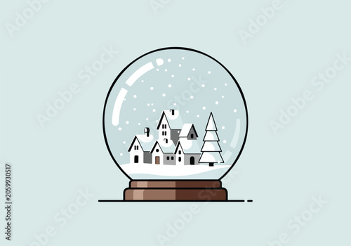 Canvas-taulu Snow globe with snowy village scene
